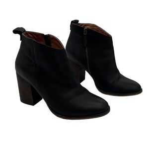 BP Lance Black Leather Block Heel Ankle Boots Size 8 1/2 Women's